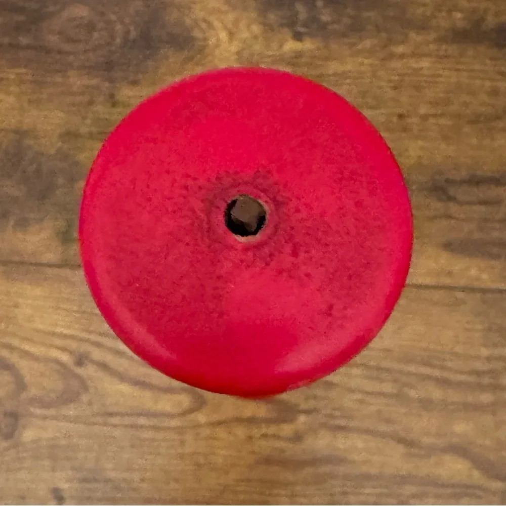 Vintage Tall Hand Painted Red Wooden‎ Pepper Mill Floral Folk Art Grinder